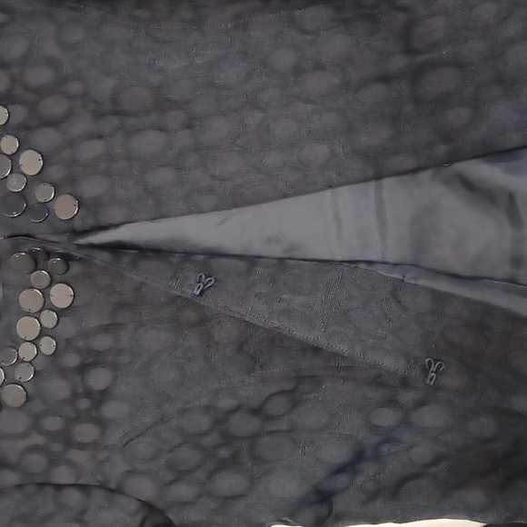 Dana  Buckman Navy Embellished Jacket with Navy‎ Circles Size 6 - Picture 11 of 12